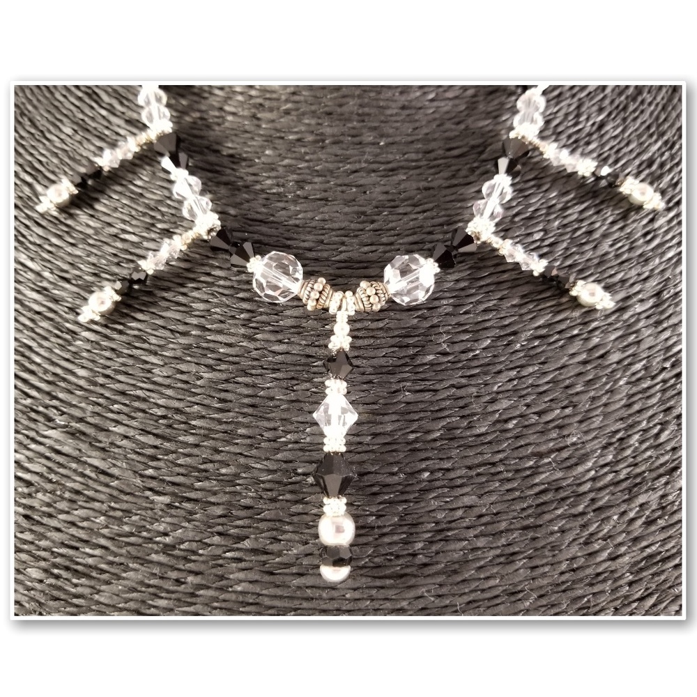 Black and Clear Swarovski and Sterling Silver Set - Picture 5 of 8
